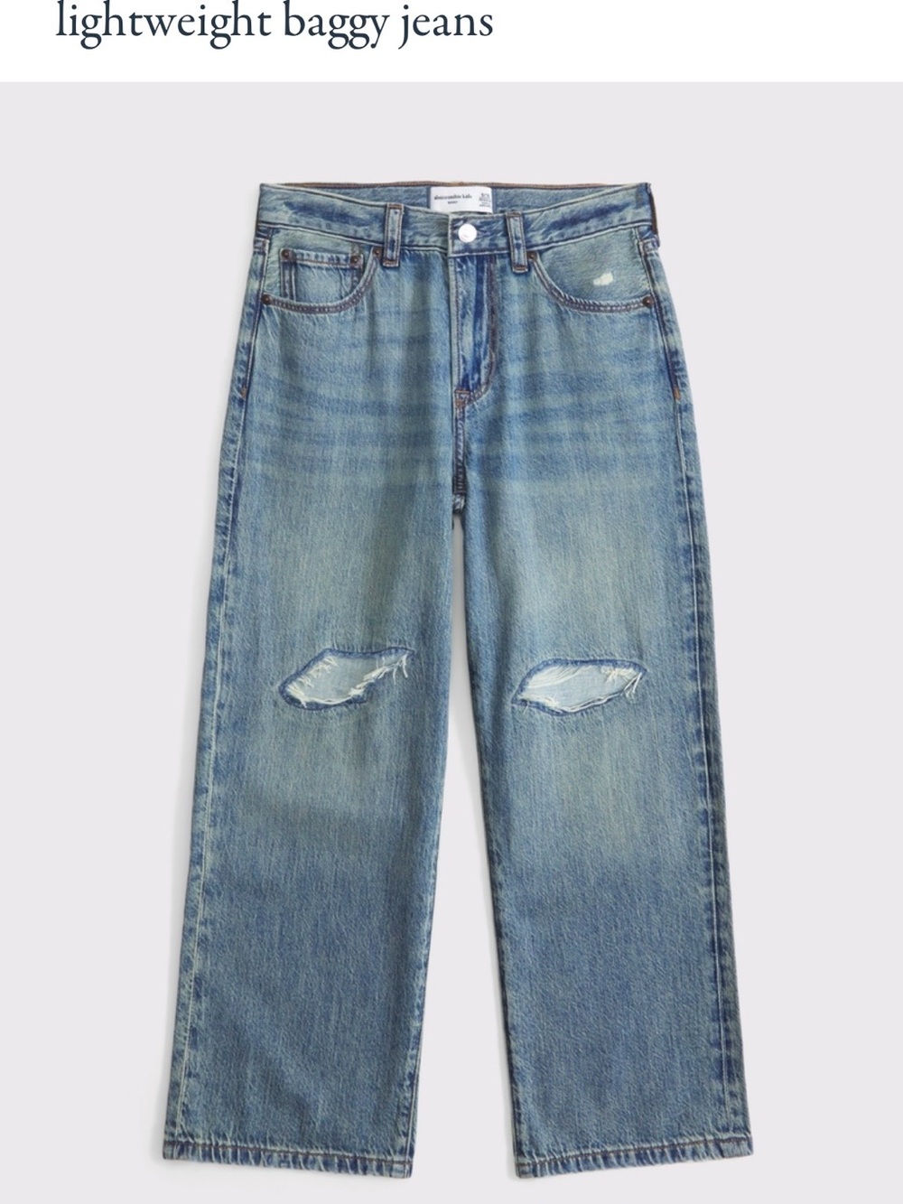 Abercrombie Lightwash Distressed Baggy Boys Jeans 15/16